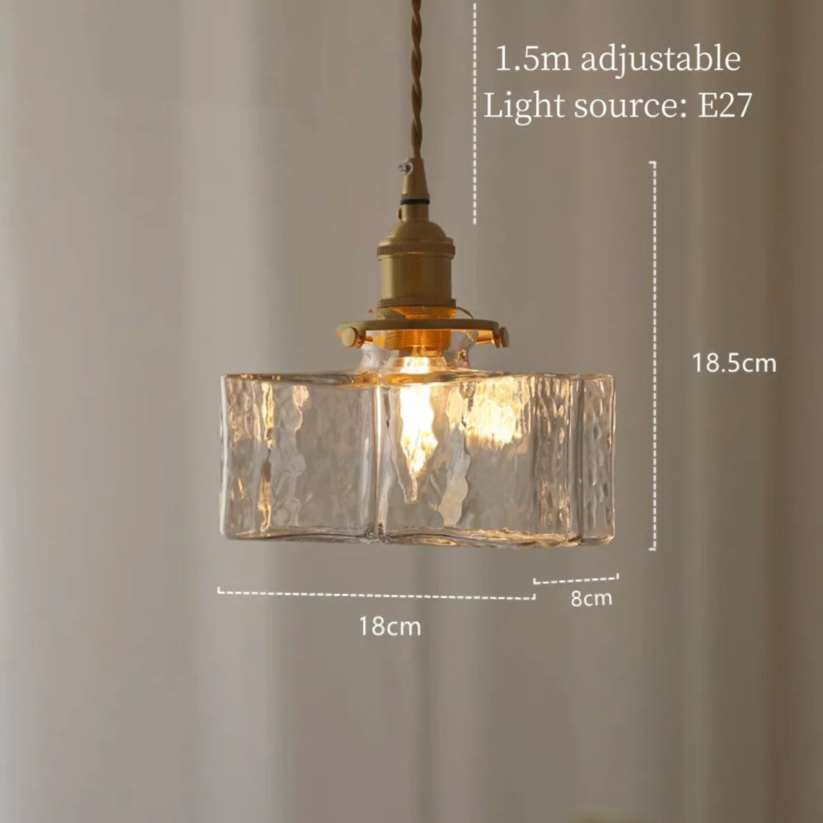 Luna – Modern & Retro Glass Pendant Light with Gold Cord