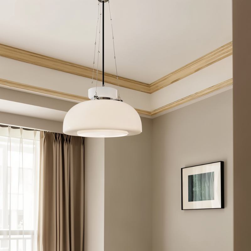 Milky Pendant Light – Elegant Glass & Metal Hanging Lamp for Timeless Interiors