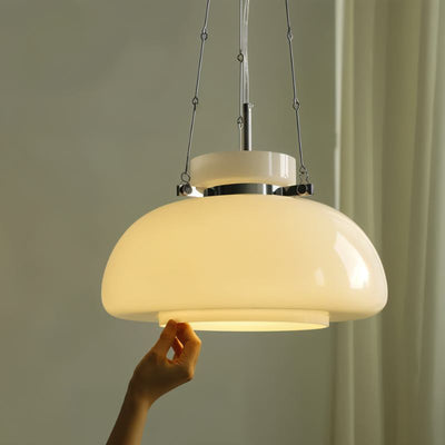 Milky Pendant Light – Elegant Glass & Metal Hanging Lamp for Timeless Interiors