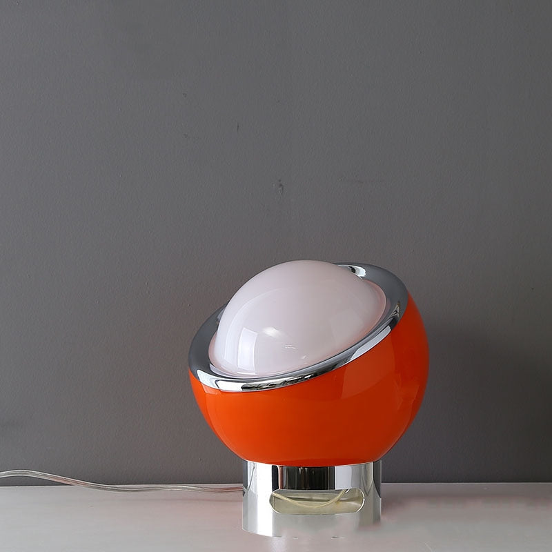 French Opal Bauhaus Table Lamp – Minimalist Glass & Stainless Steel LED Light