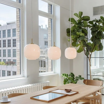 Nordic Opal Glass Pendant Light – Elegant Lantern Design for Soft Ambience