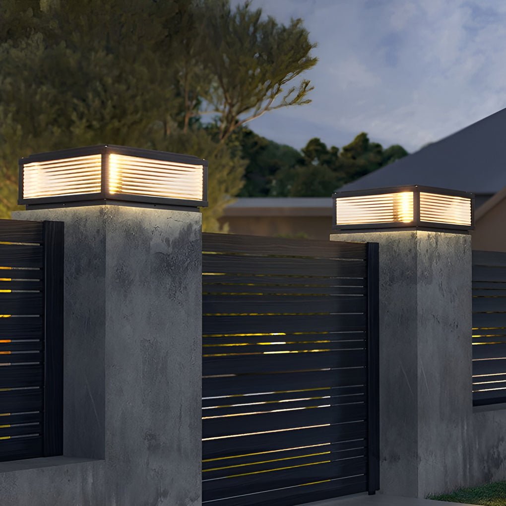 Modern LED Outdoor Pillar Light – Elegant Black Design with Hardwired & Solar Options