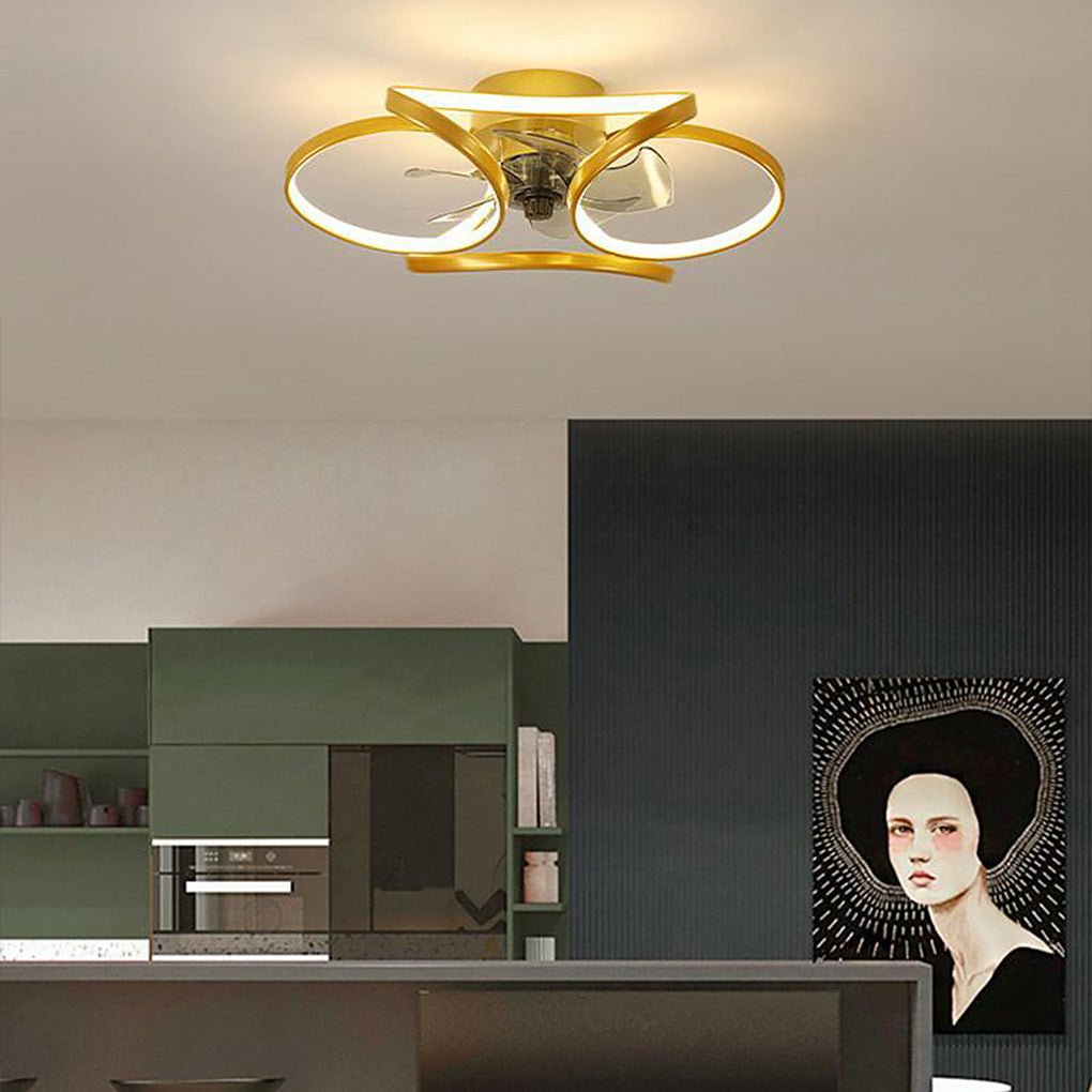 Flower Ceiling Fan Light – Modern LED Chandelier with Remote Control (45W)