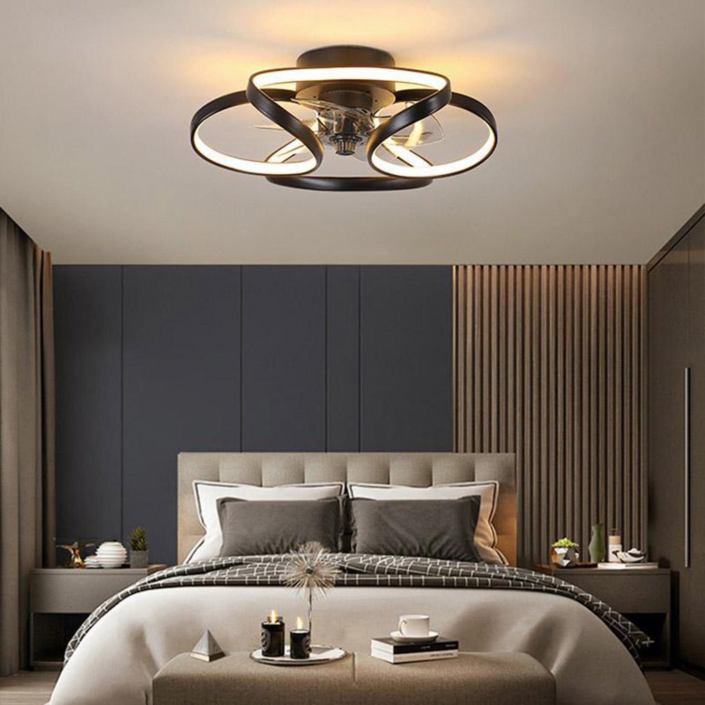 Flower Ceiling Fan Light – Modern LED Chandelier with Remote Control (45W)