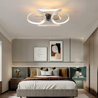 Flower Ceiling Fan Light – Modern LED Chandelier with Remote Control (45W)