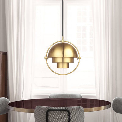 HanuGlo LED Pendant Light – Multi-Layered Rotatable Metal Hanging Lamp (E27, Modern Design)