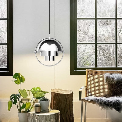 HanuGlo LED Pendant Light – Multi-Layered Rotatable Metal Hanging Lamp (E27, Modern Design)