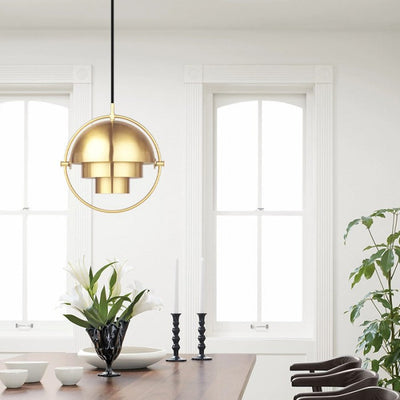 HanuGlo LED Pendant Light – Multi-Layered Rotatable Metal Hanging Lamp (E27, Modern Design)