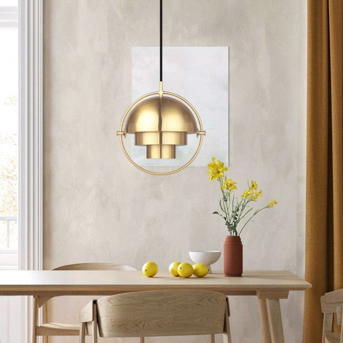 HanuGlo LED Pendant Light – Multi-Layered Rotatable Metal Hanging Lamp (E27, Modern Design)