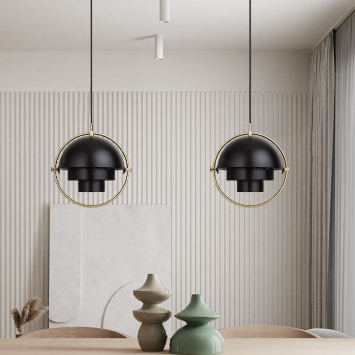 HanuGlo LED Pendant Light – Multi-Layered Rotatable Metal Hanging Lamp (E27, Modern Design)