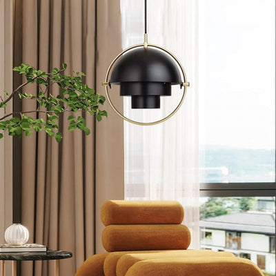HanuGlo LED Pendant Light – Multi-Layered Rotatable Metal Hanging Lamp (E27, Modern Design)
