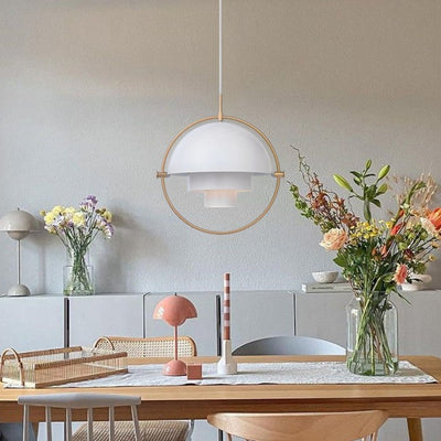 HanuGlo LED Pendant Light – Multi-Layered Rotatable Metal Hanging Lamp (E27, Modern Design)