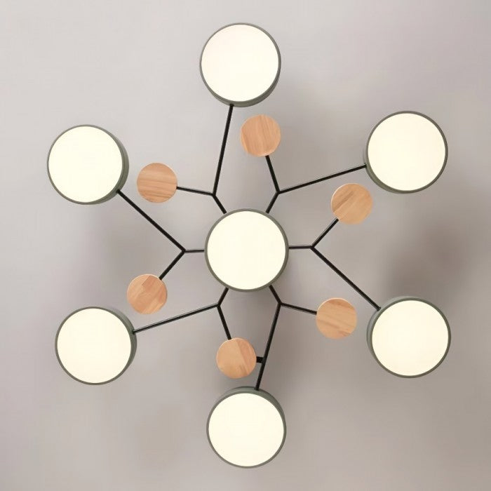 Nordic Branched Disc LED Ceiling Light – Elegant Wood & Metal Design for Modern Interiors