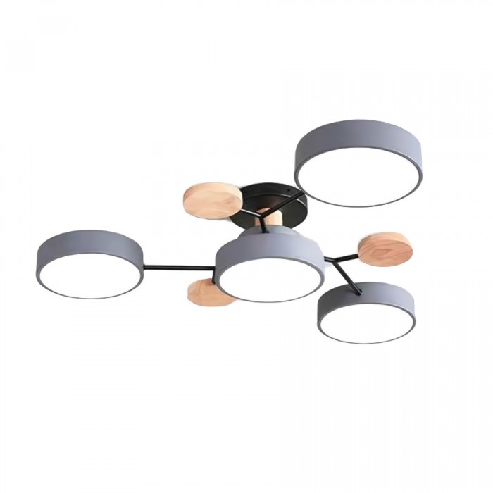 Nordic Branched Disc LED Ceiling Light – Elegant Wood & Metal Design for Modern Interiors
