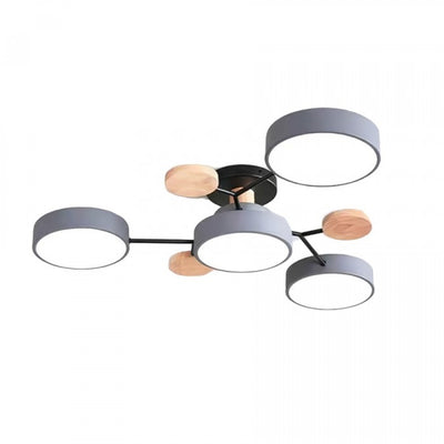 Nordic Branched Disc LED Ceiling Light – Elegant Wood & Metal Design for Modern Interiors