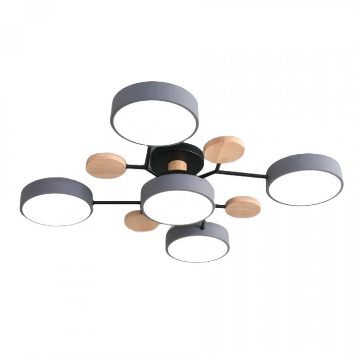 Nordic Branched Disc LED Ceiling Light – Elegant Wood & Metal Design for Modern Interiors