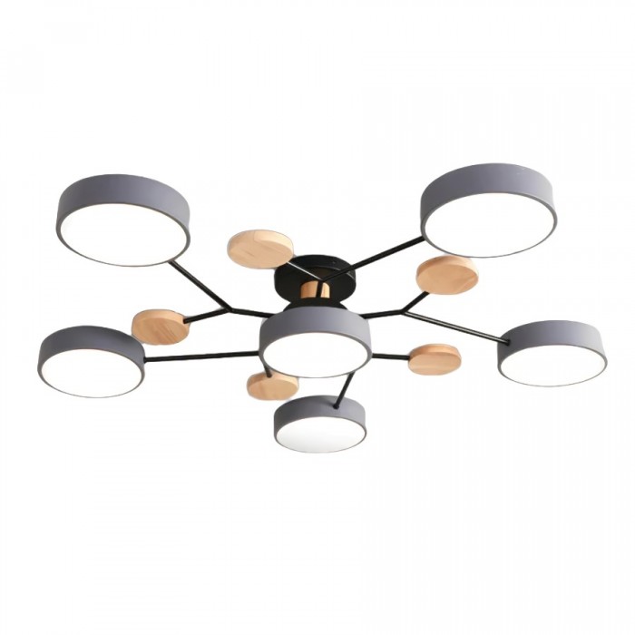 Nordic Branched Disc LED Ceiling Light – Elegant Wood & Metal Design for Modern Interiors