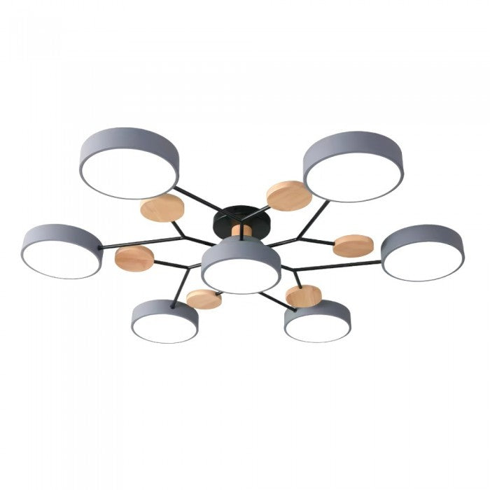 Nordic Branched Disc LED Ceiling Light – Elegant Wood & Metal Design for Modern Interiors