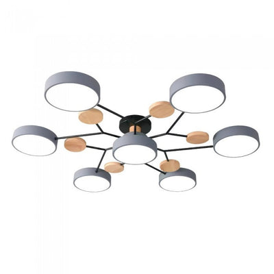 Nordic Branched Disc LED Ceiling Light – Elegant Wood & Metal Design for Modern Interiors