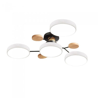 Nordic Branched Disc LED Ceiling Light – Elegant Wood & Metal Design for Modern Interiors