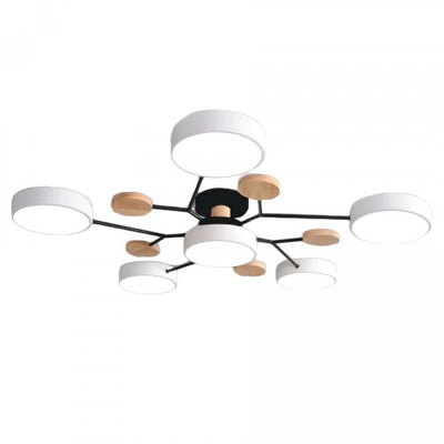 Nordic Branched Disc LED Ceiling Light – Elegant Wood & Metal Design for Modern Interiors