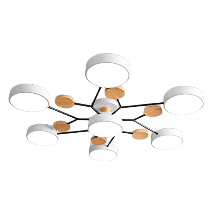 Nordic Branched Disc LED Ceiling Light – Elegant Wood & Metal Design for Modern Interiors