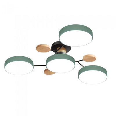 Nordic Branched Disc LED Ceiling Light – Elegant Wood & Metal Design for Modern Interiors