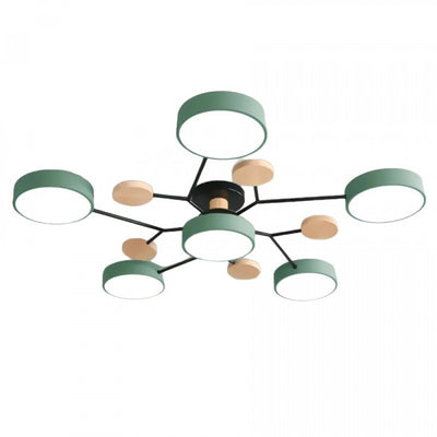 Nordic Branched Disc LED Ceiling Light – Elegant Wood & Metal Design for Modern Interiors