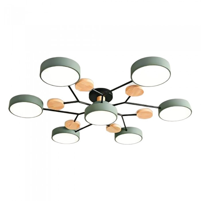 Nordic Branched Disc LED Ceiling Light – Elegant Wood & Metal Design for Modern Interiors
