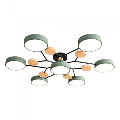 Nordic Branched Disc LED Ceiling Light – Elegant Wood & Metal Design for Modern Interiors