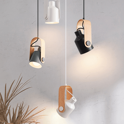 Nordic Hanging Spotlight – Sleek & Minimalist Wood-Metal Pendant Light