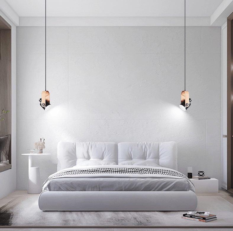 Nordic Hanging Spotlight – Sleek & Minimalist Wood-Metal Pendant Light