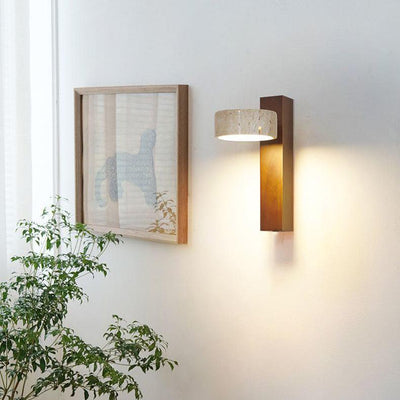 Wabi-Sabi Off-White Travertine Wall Lamp – Minimalist Elegance in Natural Form