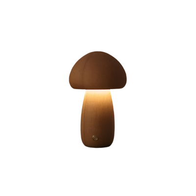 Rechargeable Wooden Mushroom Lamp – Touch Control LED Table Light