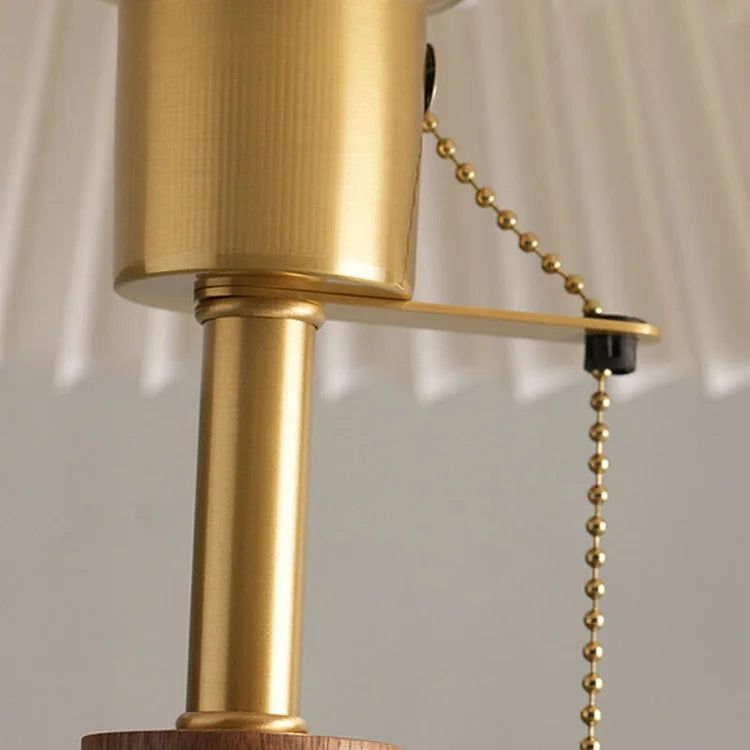 Vintage Pleated Wood Table Lamp – Timeless Elegance with a Warm Glow