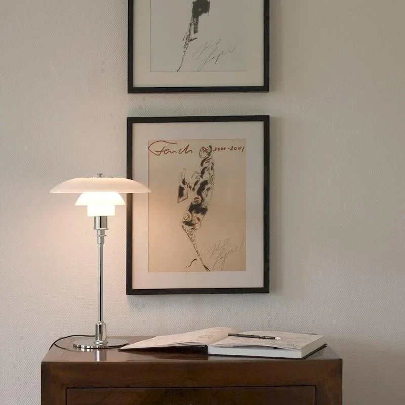 Disc Multilayer Metal Table Lamp – Elegant Opal Glass Lighting for a Modern Home