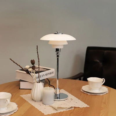 Disc Multilayer Metal Table Lamp – Elegant Opal Glass Lighting for a Modern Home