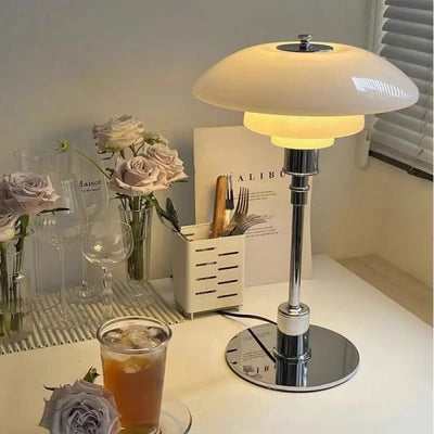 Disc Multilayer Metal Table Lamp – Elegant Opal Glass Lighting for a Modern Home