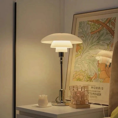 Disc Multilayer Metal Table Lamp – Elegant Opal Glass Lighting for a Modern Home