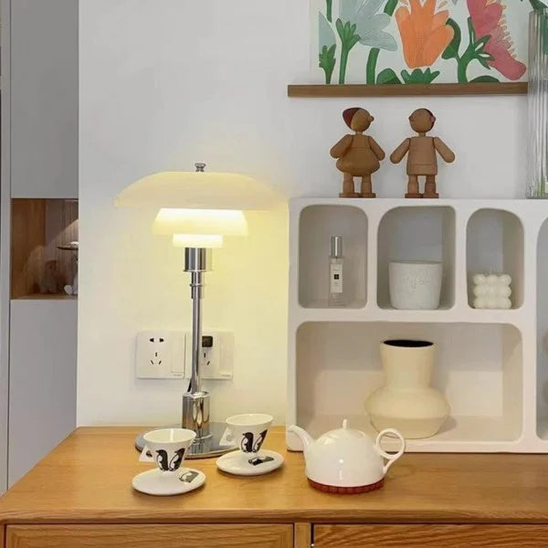 Disc Multilayer Metal Table Lamp – Elegant Opal Glass Lighting for a Modern Home