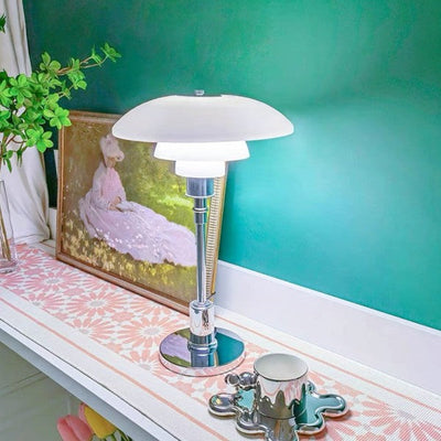 Disc Multilayer Metal Table Lamp – Elegant Opal Glass Lighting for a Modern Home