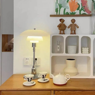 Disc Multilayer Metal Table Lamp – Elegant Opal Glass Lighting for a Modern Home