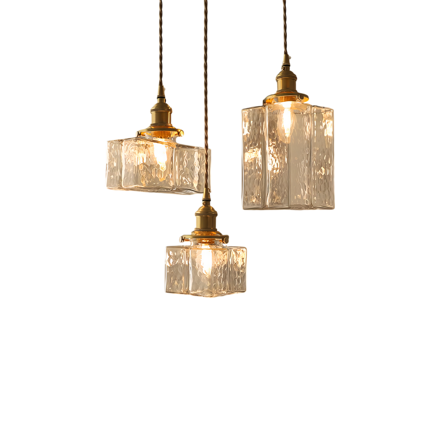 Modern Retro Glass Pendant Light – Elegant Hanging Lamp with Gold Cord