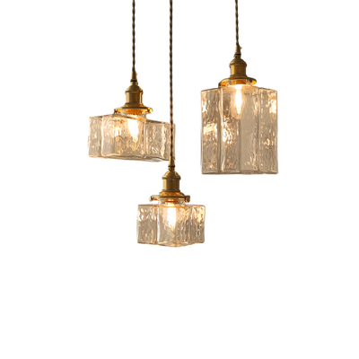 Modern Retro Glass Pendant Light – Elegant Hanging Lamp with Gold Cord