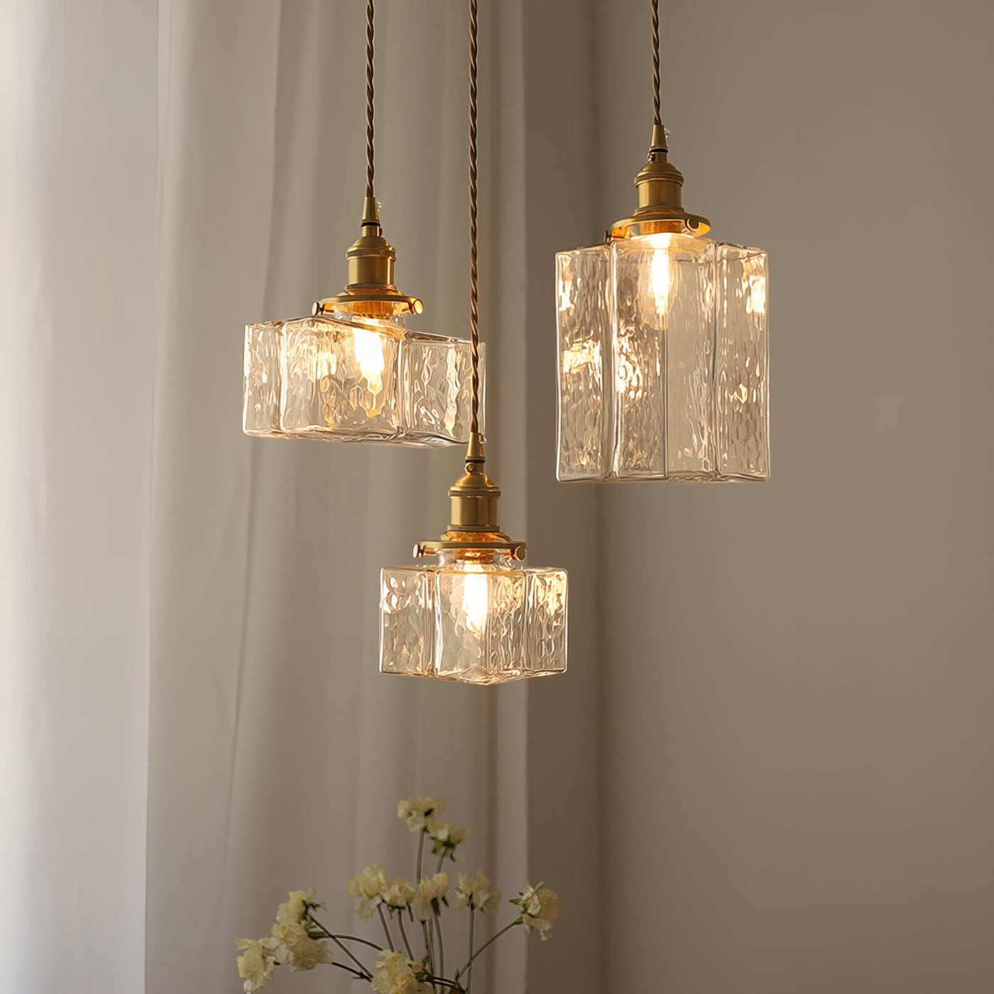 Luna – Modern & Retro Glass Pendant Light with Gold Cord