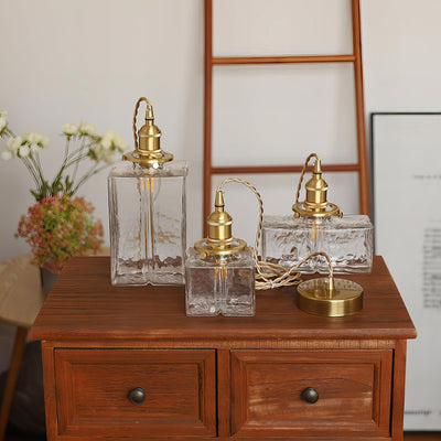 Modern Retro Glass Pendant Light – Elegant Hanging Lamp with Gold Cord