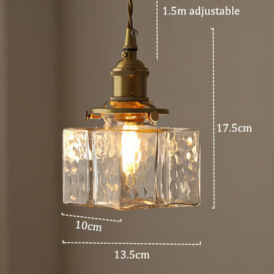 Modern Retro Glass Pendant Light – Elegant Hanging Lamp with Gold Cord