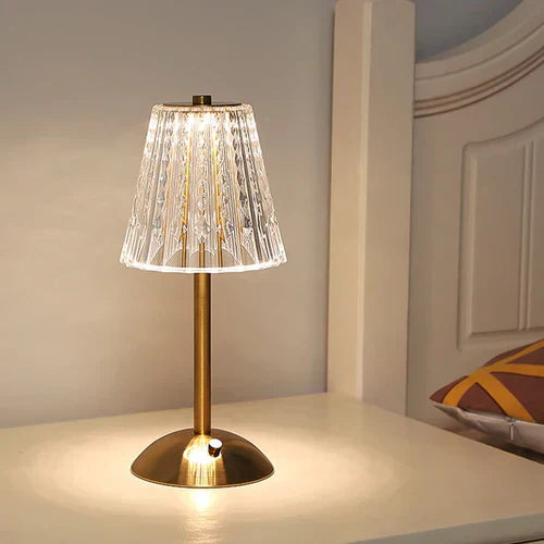 Golden Crystal Touch Lamp – Wireless Dimmable LED Table Light with Adjustable Colour Temperature (USB-C)