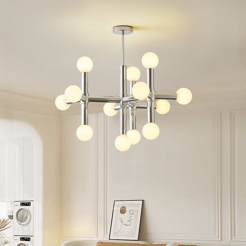Scandinavian Glass Globe Chandelier – Minimalist Elegance with Bauhaus Inspiration
