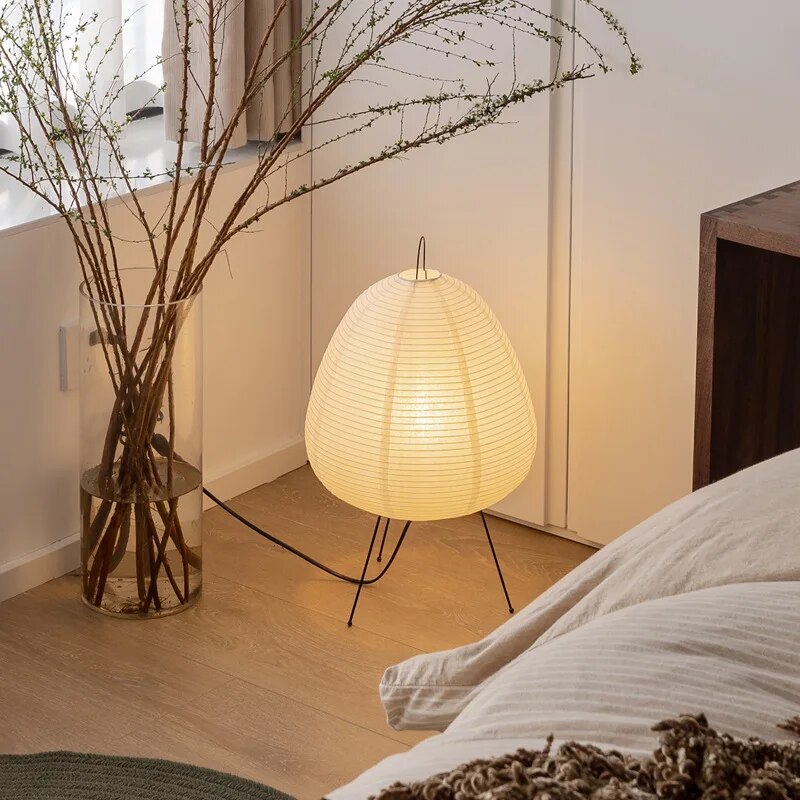 Japanese Rice Paper Table Lamp – Artistic LED Light with Minimalist Elegance